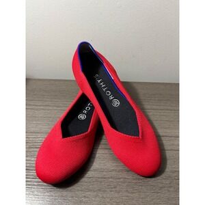Rothy's Round Toe Ballet Flats Bright Red Knit Fabric Size 9.5 Women's Retired